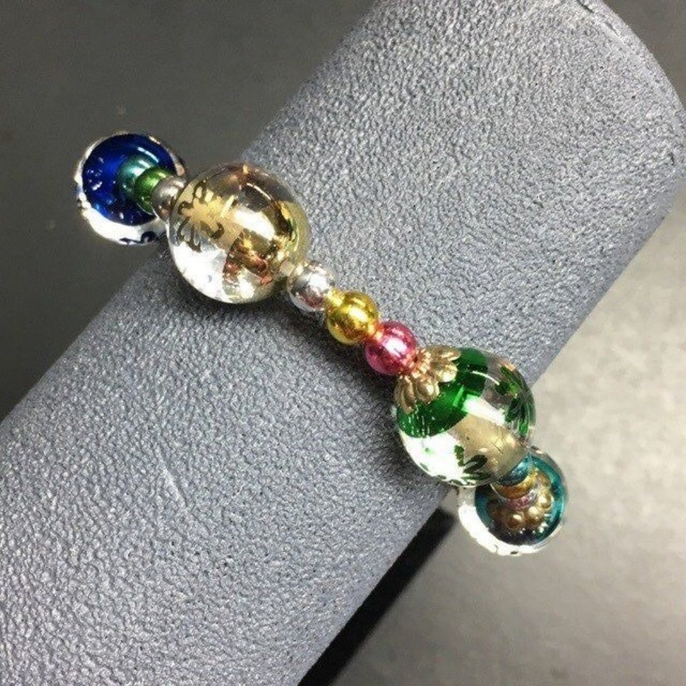 Star Stretch Bracelet Gold Multicolor Clear Blue Green Purple Snowflake Flower